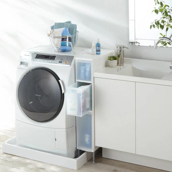 防水パンや段差がまたげる隙間収納 アジャスター付きストッカー ミドルタイプ 幅17cm奥行46.5c...