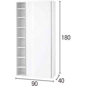 dinos（ディノス） 光沢仕様 引き戸壁面収納本棚 幅90奥行40高さ180cm