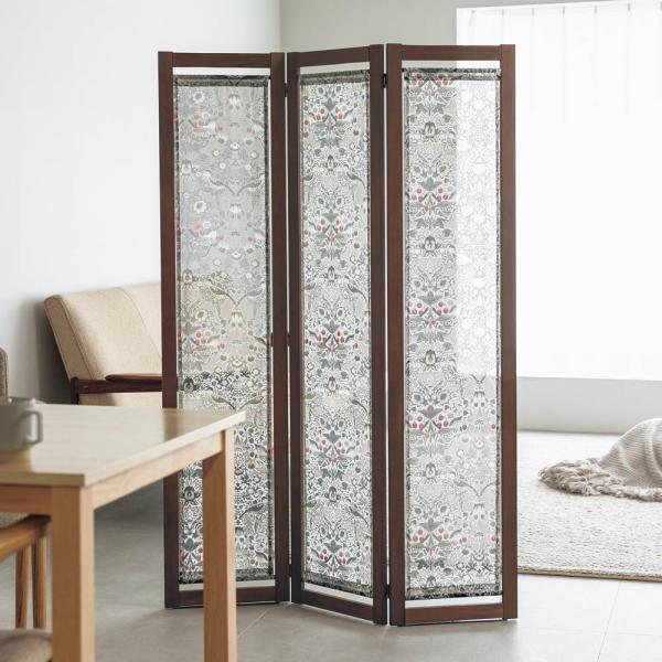 間仕切り ≪3連≫ Fabric by ベスト オブ モリス パーテーションにもなる木製物干し クロ...