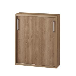 天然木調引き戸本棚 ロータイプ 幅78奥行40cm 本棚 ラック シェルフ CD DVDラック 628015