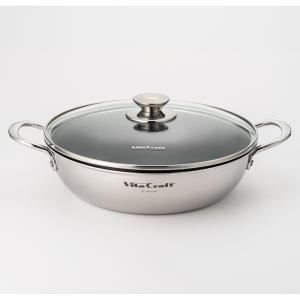 ビタクラフト テーブルパン 22cm ガラス蓋付き NO.1362 浅型 両手鍋