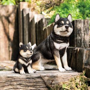 クロ柴犬 親子2個組セットお庭や玄関柴犬しばいぬくろしば送料無料