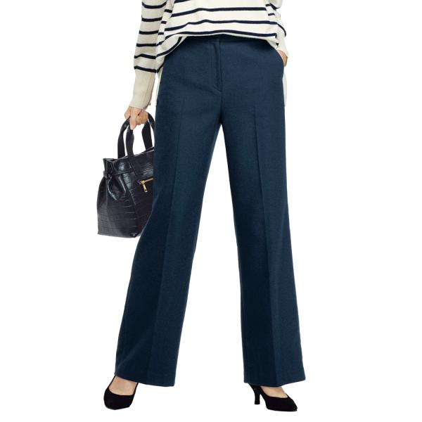 ≪股下丈68cm≫ イタリア素材 ウールコットン混 セミワイドパンツ パンツ ワイドパンツ 1434...