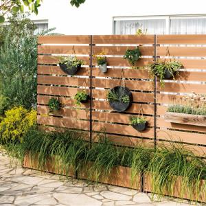 ラティス付きプランターボックス2個組 木製フラワーラック
