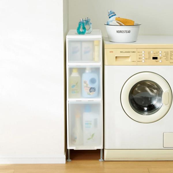 防水パンや段差がまたげる隙間収納 アジャスター付きストッカー ワイドタイプ 幅25.5cm奥行46....