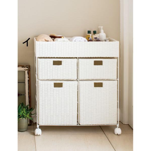 ラタン風ランドリーチェスト ワイド3段（幅74・奥行34.5・高さ80cm） トイレ 洗面所 ランド...