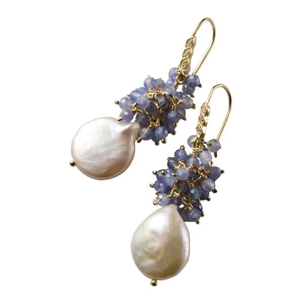 Hilary Joy Couture/ヒラリージョイ  パール・タンザナイト ピアス ジュエリー ア...