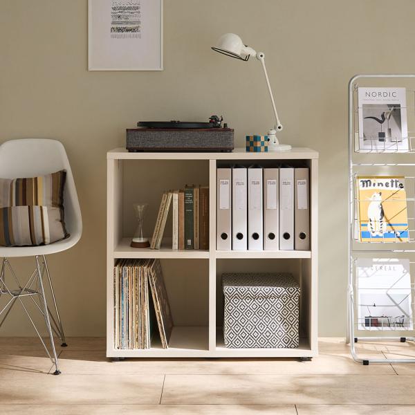 キャスター付きオープンラック 幅80cm高さ80cm奥行35cm 本棚 ラック シェルフ ウッドラッ...