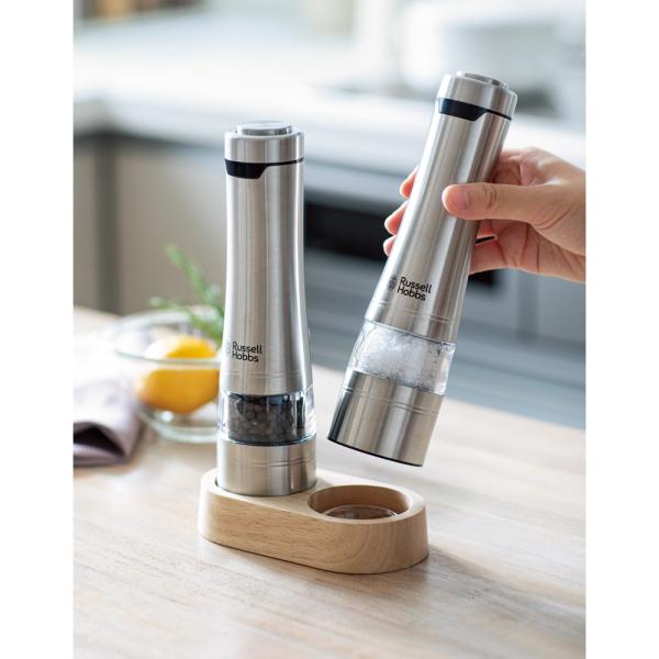 Russell Hobbs/ラッセルホブス 電動ミル2本セット（専用木製スタンド付き） キッチン家電...