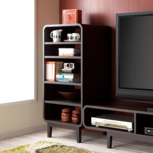 本棚 ラック シェルフ AVラック オーディオラック リモコン 曲面加工のラウンドシェルフシリーズ オープンシェルフ 幅50cm 高さ104cm脚付きタイプ BS0995