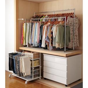 家具 収納 衣類収納 パイプハンガー 幅と高さが変えられる 伸縮式頑丈押し入れハンガー 一間用 幅110〜180cm 594237