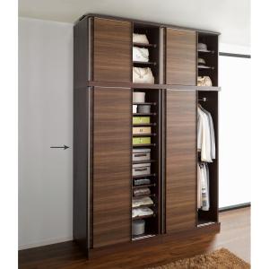 引き戸間仕切りワードローブ ハンガー＋棚・幅88cm リビング収納 パーテーション 間仕切り 632348 爆買