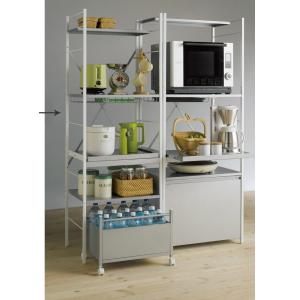 大型レンジ対応レンジ台 ワゴン付きレンジラック 幅60cm キッチン収納 レンジ台 キッチンラック BS1288