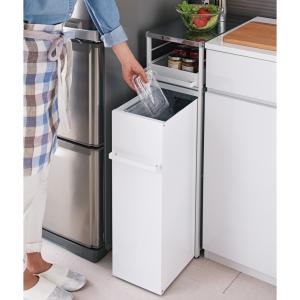 わずかな隙間に収まる ダストワゴン 付き すき間 キッチンラック ロー（作業台）タイプ 高さ85cm 幅25cm 509604