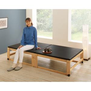 ≪シングル・幅94.5cm≫ 和モダン黒畳折りたたみベッド ハイタイプ ベッド 畳ベッド 546138