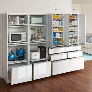 キッチン収納 キッチンストッカー 隙間収納 隠せるキッチンラック シンプルキッチンストッカー食器棚 高さ180cm 824306