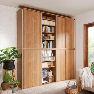 大量収納が自慢の引き戸式本棚 幅90本体高さ22...の商品画像