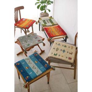 Gabbeh/ギャッベ インド製マット 約40cm×40cm カバー類 椅子 H94512