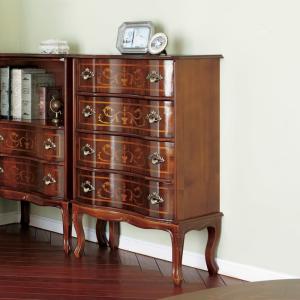 象嵌 5段チェスト 猫脚 イタリア製 高級チェスト イタリア 5段 チェスト 茶 87cm 象嵌 ロココ調 家具 猫脚 完成品