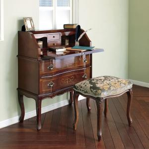 ライティングデスク 木製 象嵌 猫脚 机 チェスト イタリア製