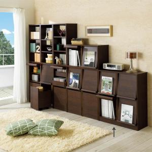 本棚 ラック シェルフ CDラック DVDラック マガジン フラップ扉 奥行29.5cm 薄型マガジンキャビネット ベース 扉タイプ2段2列［高さ85・幅75.5cm］ 734630