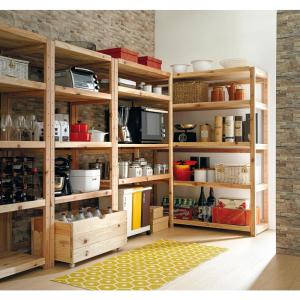 パントリーキッチンラック ディノス 幅149奥行51cm 幅149奥行51cm 国産杉の無垢材キッチン収納 ショッピング店