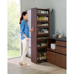 キッチン収納 食品ストッカー キッチンストッカー 日本製 調味料 引き出し付き すき間収納 食器棚 組立不要！頑丈すき間ワゴン 幅32奥行45cm BS0638