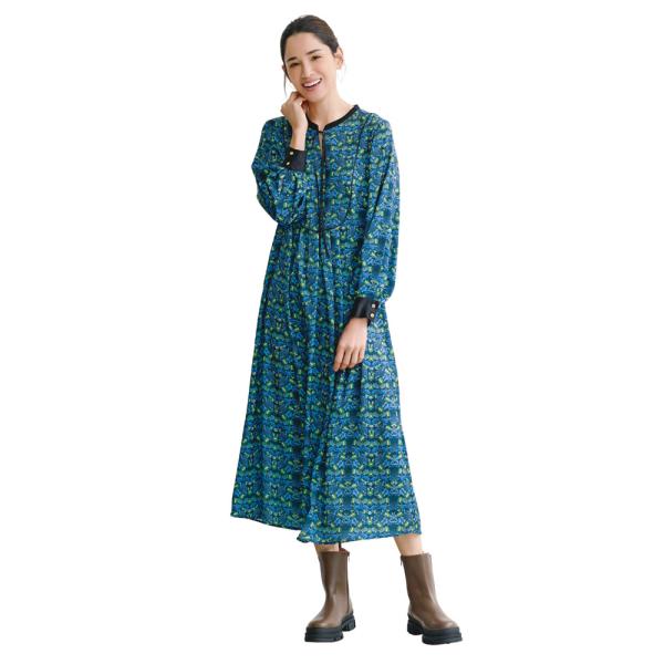 花柄プリント カフタン風ワンピース ワンピース マキシワンピース ロングワンピース 146502