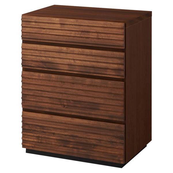 天然木横格子柄のローチェスト 4段・幅60cm奥行44cm 衣類収納 タンス 632926