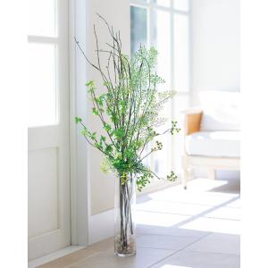 ドウダンツツジのガラスベースアレンジ インテリアグリーン 造花 アートフラワー G88070 爆買