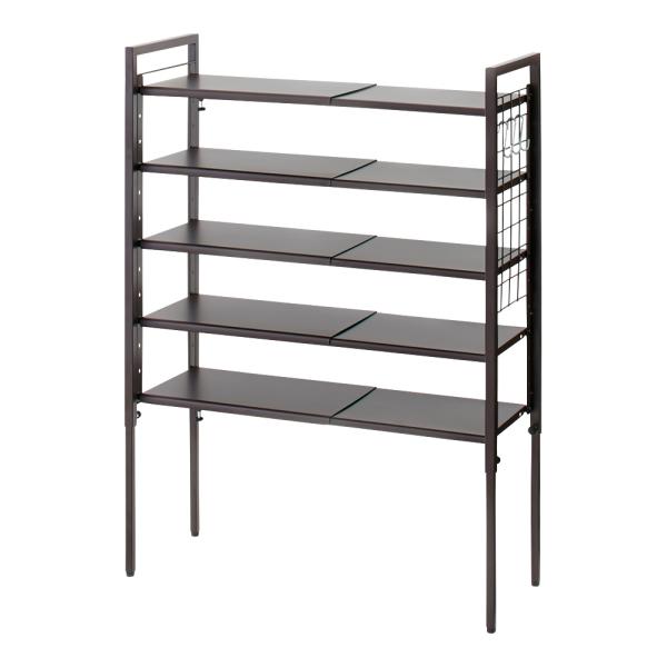 玄関の段差対応伸縮シューズラック 5段 下駄箱 玄関収納 シューズラック ケース 631601