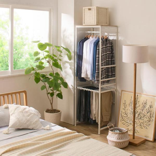 パンツを引き出して選びやすいハンガーラック 幅60cm 衣類収納 コートハンガー コート掛け 631...