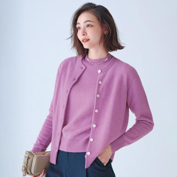 へアリーニット クルーネック カーディガン ニット セーター ニットアンサンブル ツインニット 13...