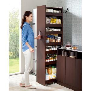 キッチン収納 食器棚 キッチンストッカー 食品ストッカー 組立不要！52サイズ・3色の156タイプから選べる頑丈すき間ワゴン 幅35奥行55cm LR0790