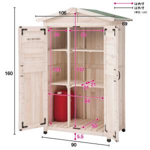 ツールフック付き三角屋根収納庫 幅106cm ...の詳細画像5