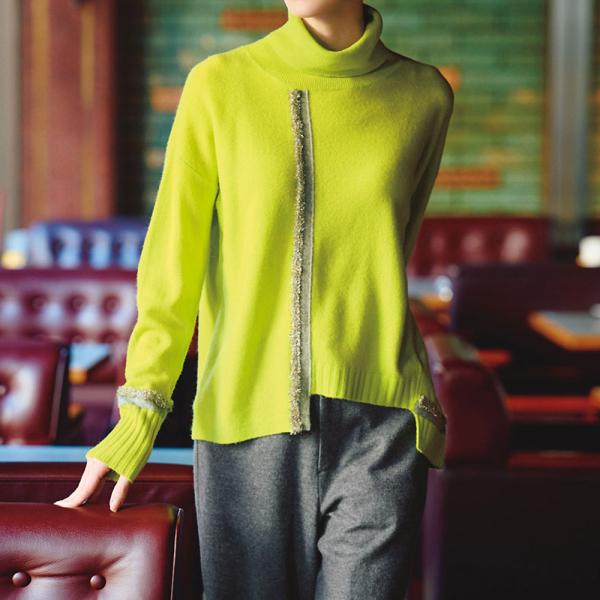 ラメライン使い イレギュラーヘム ニットプルオーバー ファッション ニット セーター PC5896