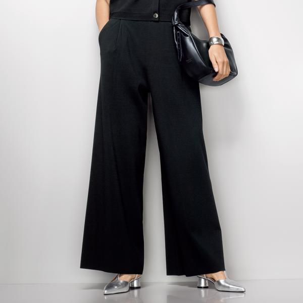 ハイゲージ総針編み ニットワイドパンツ ファッション パンツ PC6473
