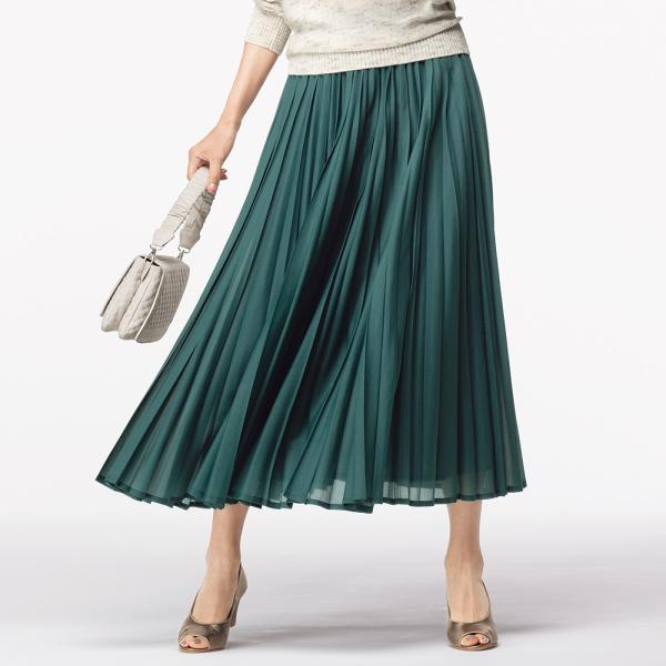 オーガンザ風ニット プリーツロングスカート ファッション スカート PC6543