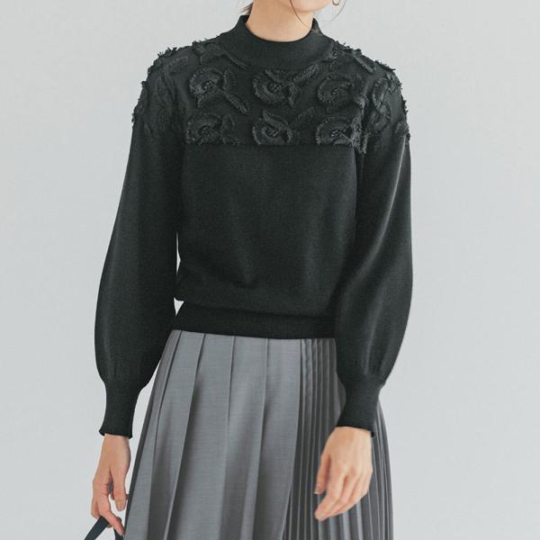 ヨークフラワーレース使い ニットプルオーバー ファッション ニット セーター PC6550