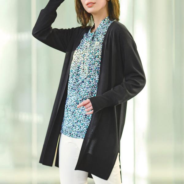 アセテートシルク混 ロングトッパーカーディガン ファッション パーカー スウェット トレーナー PC...