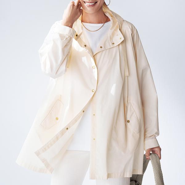 ポケッタブル はっ水 フーデッド ハーフコート ファッション コート PC7120