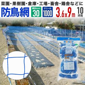 ダイオ 強力防鳥網 ブルー 30mm目 200坪 18mx36m 1000D 農園芸用 糸が