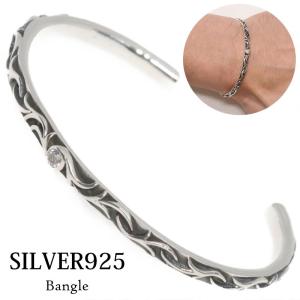 バングル ターコイズ オニキス アラベスク シルバー925 ブレスレット