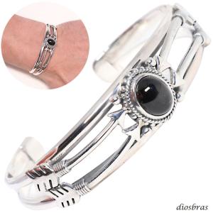 バングル ターコイズ オニキス アラベスク シルバー925 ブレスレット