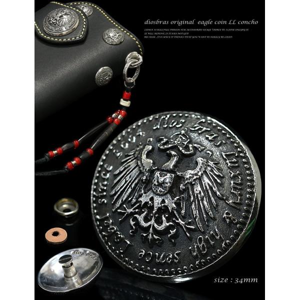 diosbras　オリジナルコンチョ　大径３４ｍｍ　　イーグル フェザー　コイン　コンチョ　ビックプ...