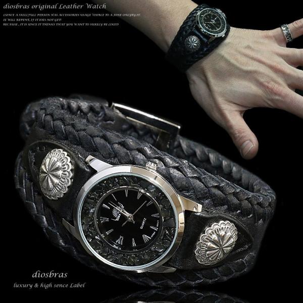 腕時計 メンズ ターコイズ オニキス 時計 レザーブレス ウォッチ 本革 レザー ベルト牛革 シルバ...