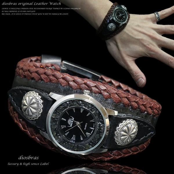 腕時計 メンズ ターコイズ オニキス 時計 レザーブレス ウォッチ 本革 レザー ベルト牛革 シルバ...