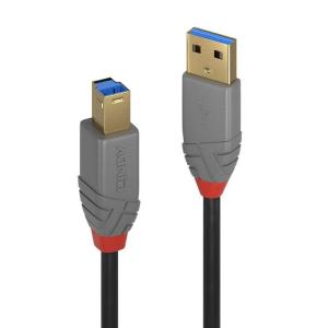 LINDY USB 3.0 TypeA/TypeBケーブル、アントラライン、ブラック、5m(型番:36744)｜diostore