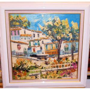 フランス風景絵画 油絵 小澤勇寿郎 作 パリの街 8号サイズ インテリア