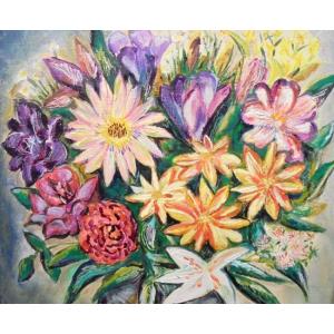 インテリア 花の絵画 油絵 小澤勇寿郎 作 華...の詳細画像2